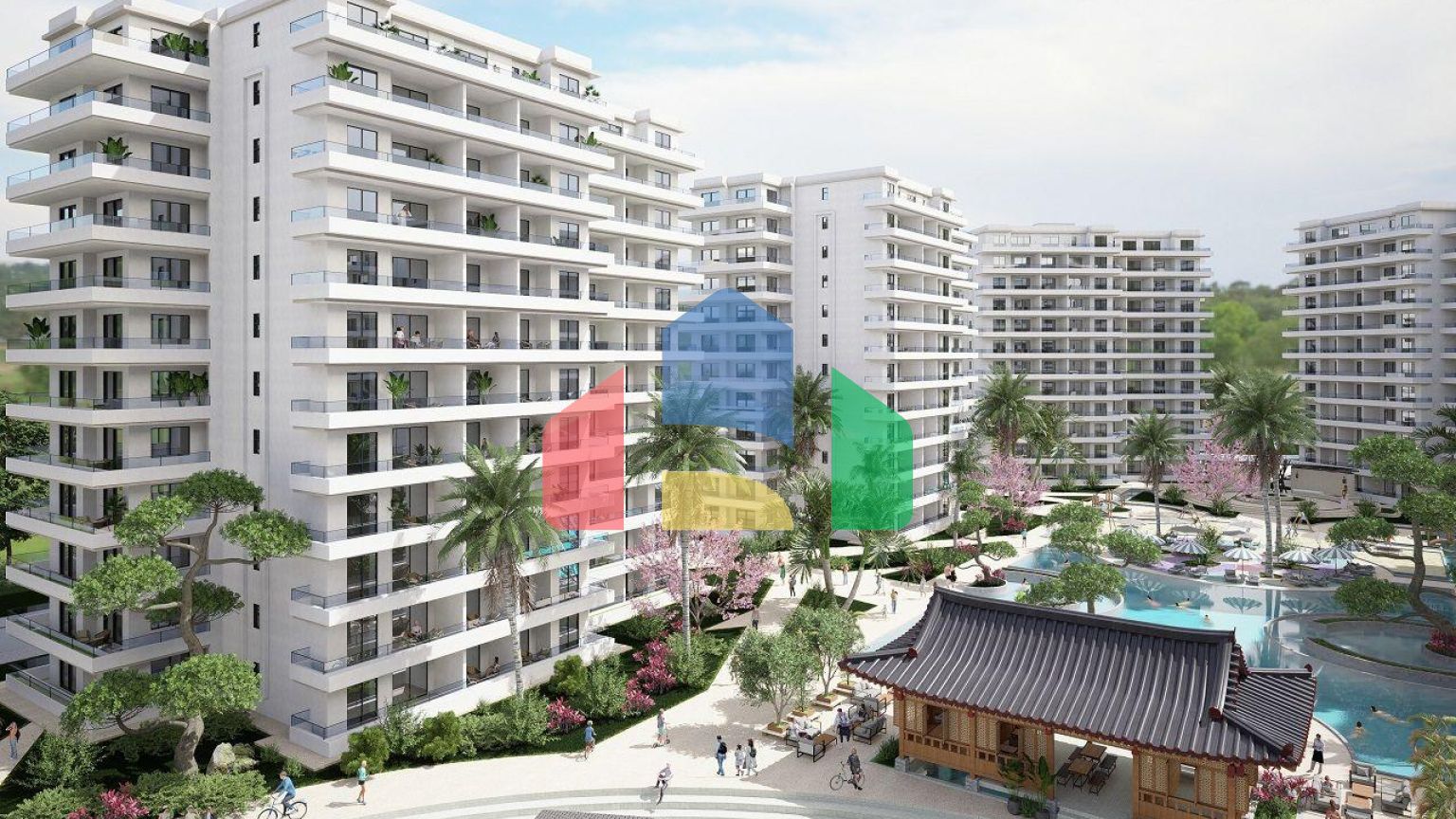 Студия 46 м2 с балконом в новом комплексе в Искеле