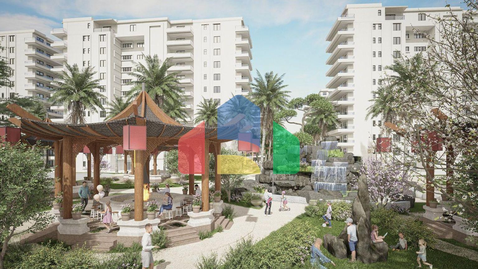 Студия 46 м2 с балконом в новом комплексе в Искеле