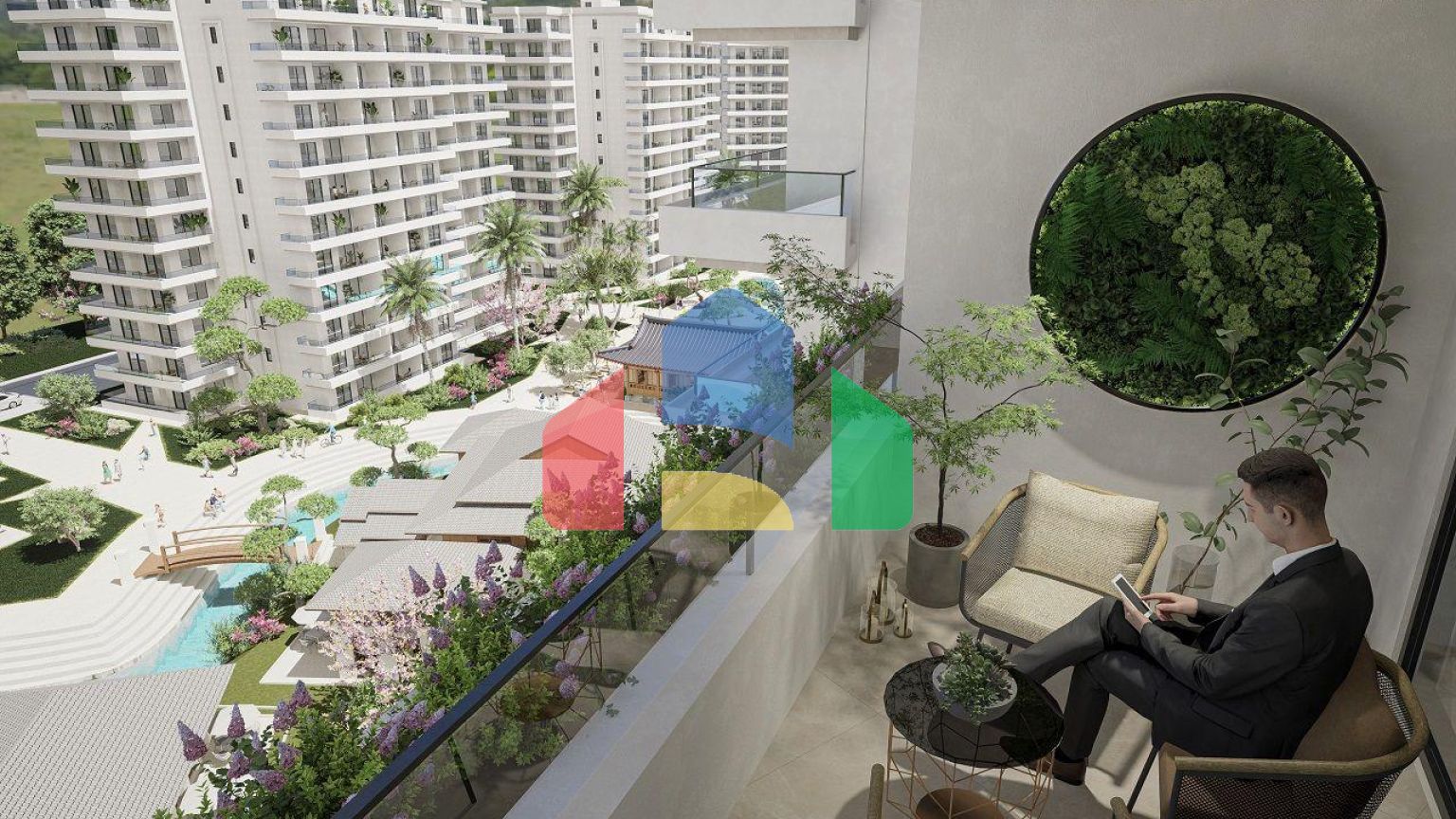 Студия 46 м2 с балконом в новом комплексе в Искеле