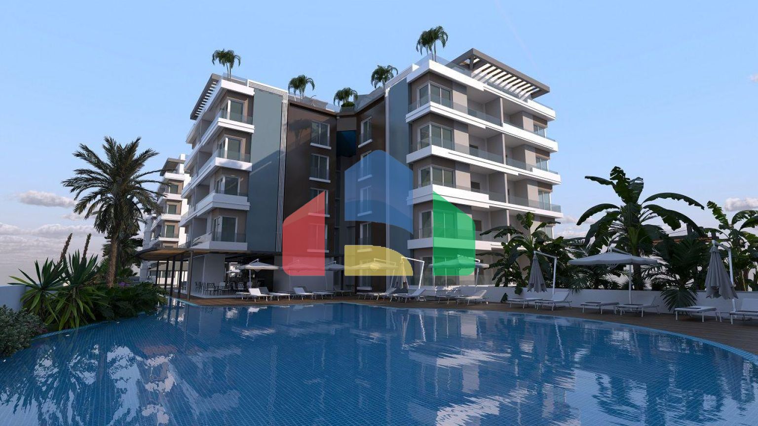 Двухкомнатная квартира 64 м2 в новом комплексе в Искеле