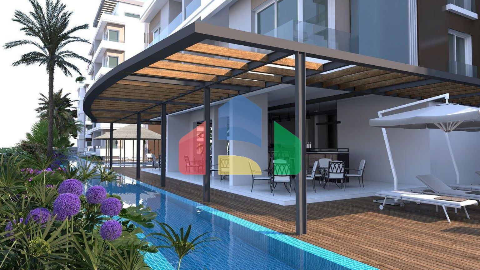 Двухкомнатная квартира 64 м2 в новом комплексе в Искеле