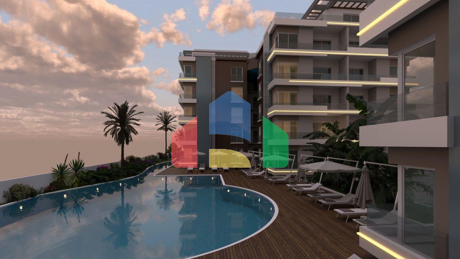 Трехкомнатная квартира 78 м2 в новом комплексе в Искеле