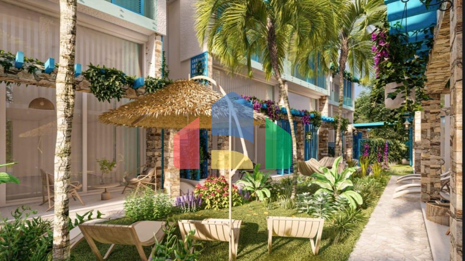 Двухкомнатная квартира 84 м2 с джакузи на террасе рядом с песчаным пляжем