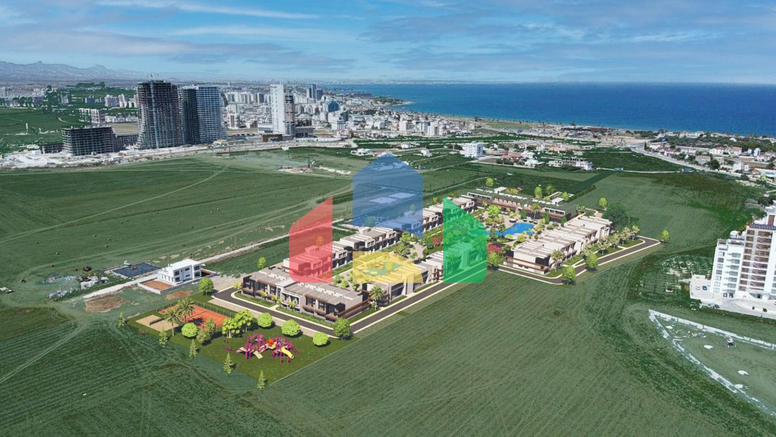 Студия 67 м2 с террасой на крыше 45м2 в 600 метрах от моря в Енибогазичи