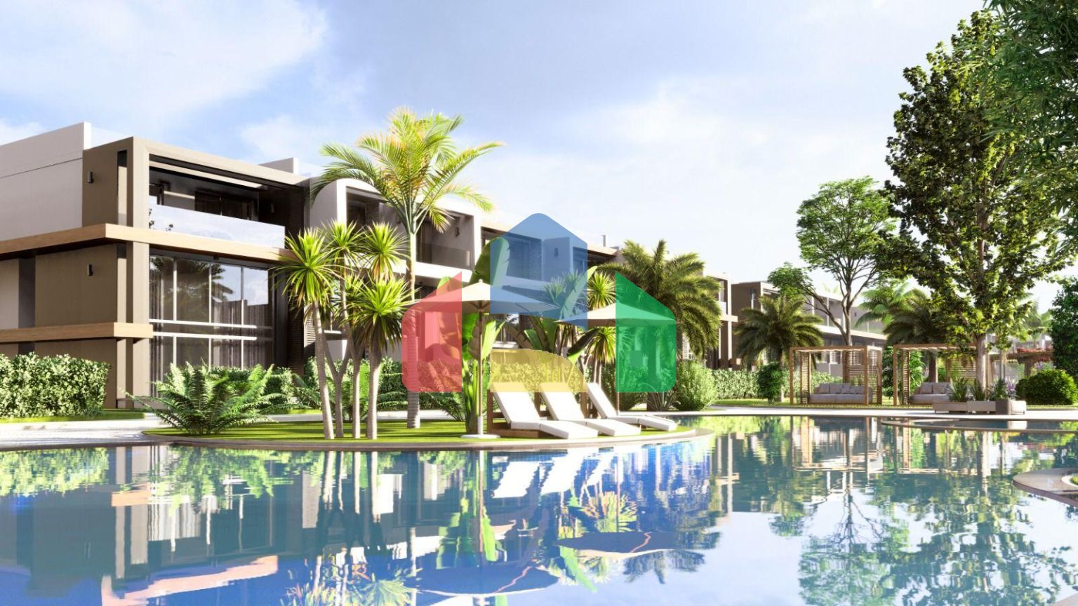 Квартира 3+1 Duplex 175 м2 с террасой и садом в новом комплексе в Искеле