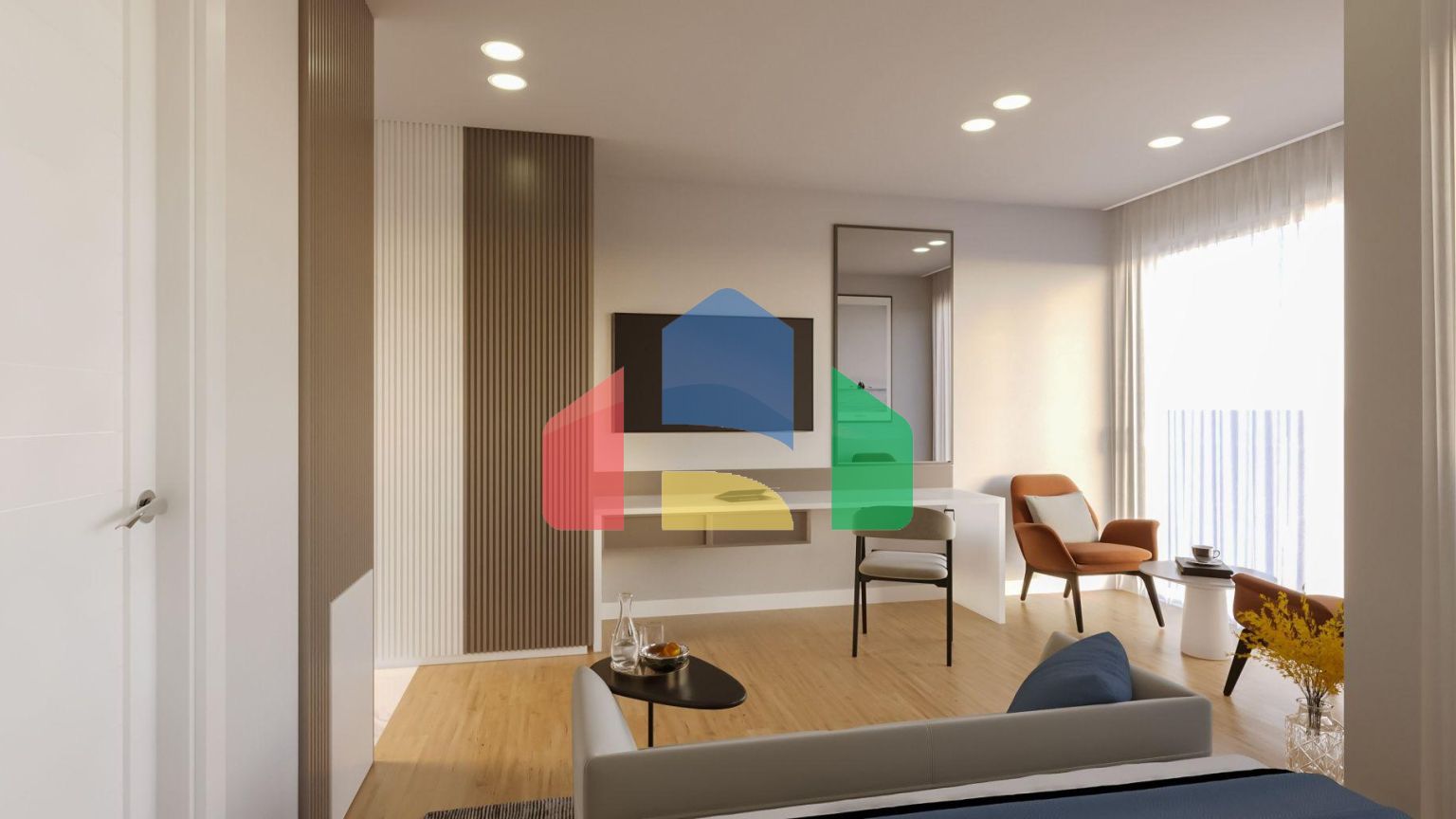 Студия 30 м2 с террасой в красивом комплексе в Искеле