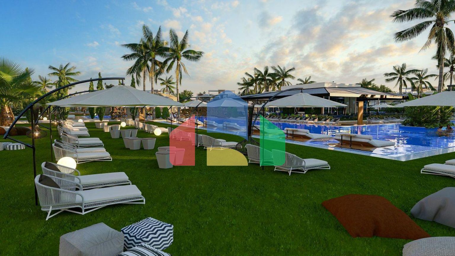 Трехкомнатная квартира 80 м2 с балконом 38 м2 в новом комплексе в Боазе