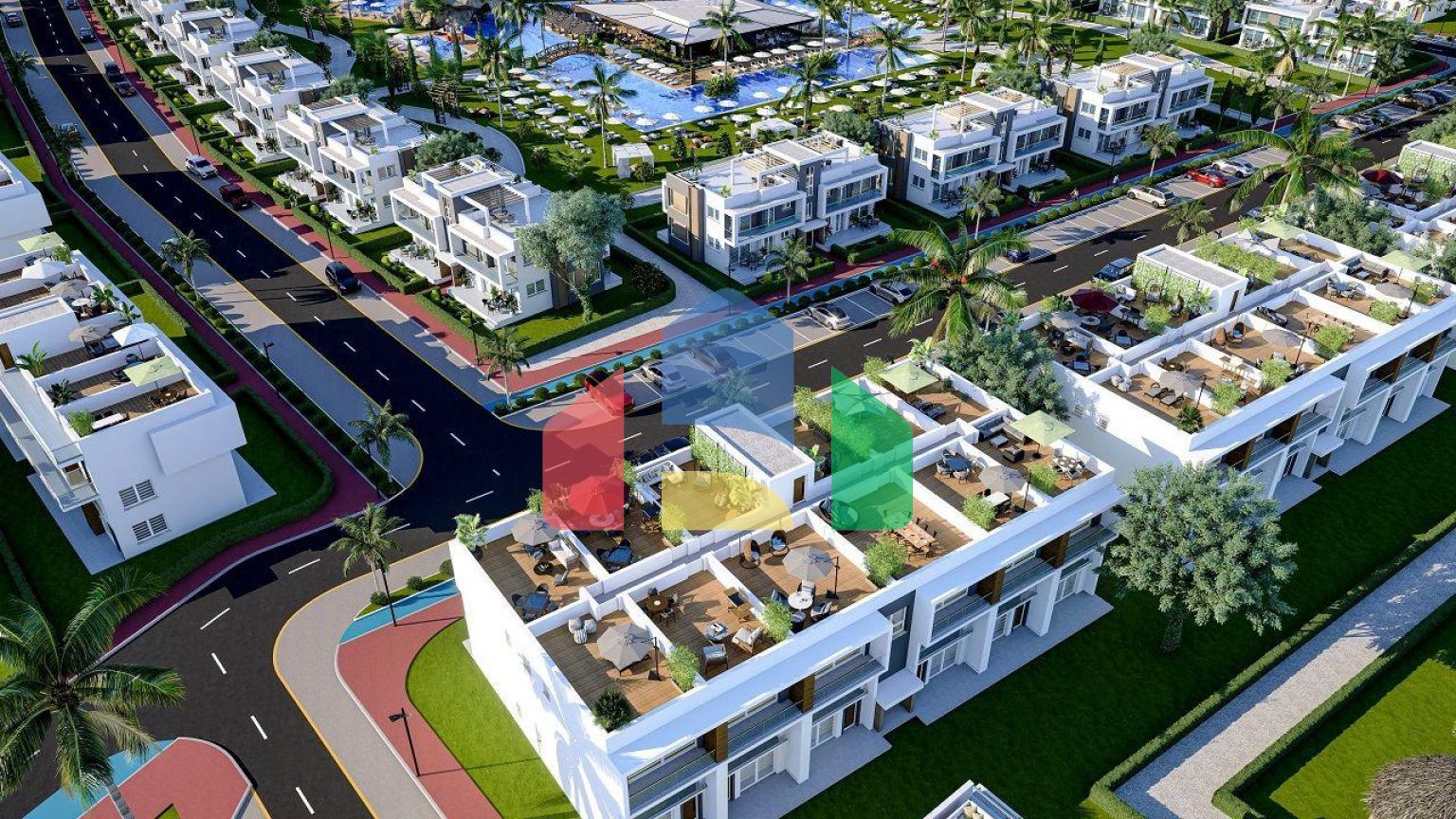 Трехкомнатная квартира 80 м2 с балконом 38 м2 в новом комплексе в Боазе