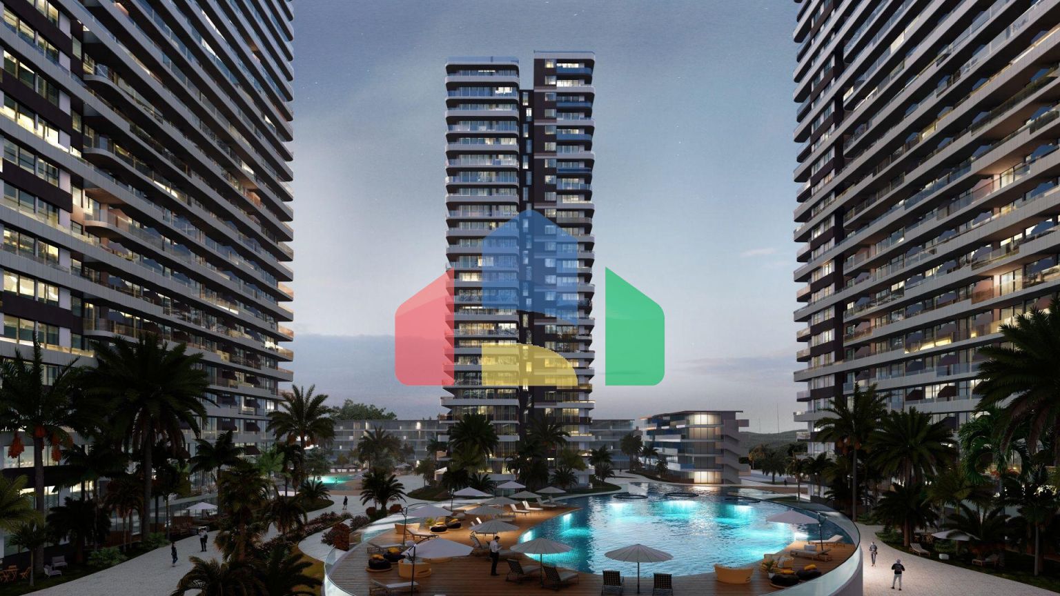 Студия 46 м2 с террасой 10 м2 в новом роскошном комплексе в Искеле