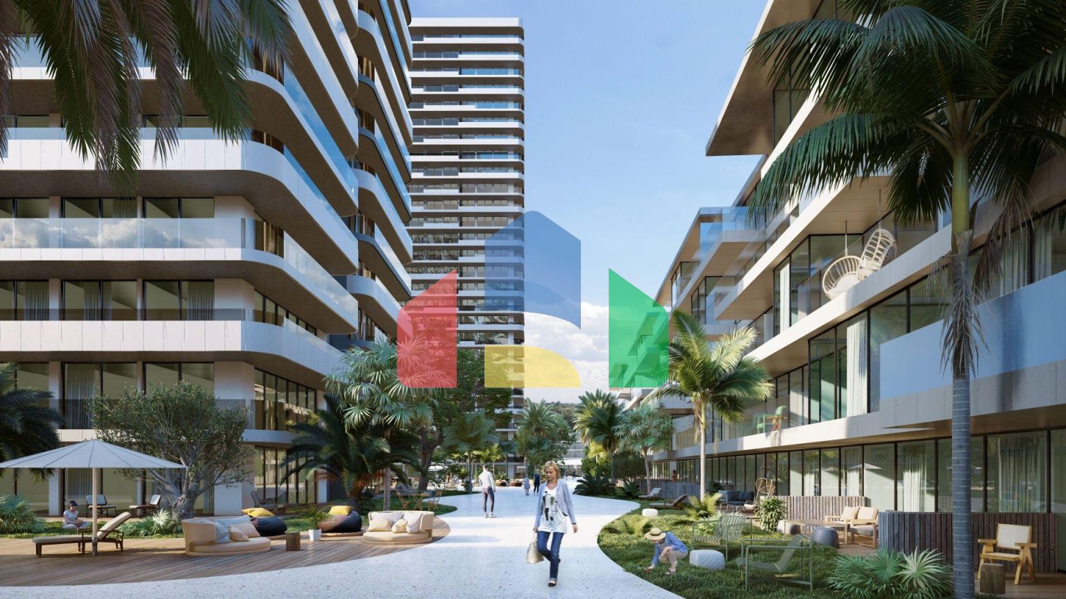 2-комнатные апартаменты 63 м2 с террасой 12 м2 в большом и красивом комплексе в Искеле