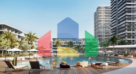 2-комнатные апартаменты 63 м2 с террасой 12 м2 в большом и красивом комплексе в Искеле