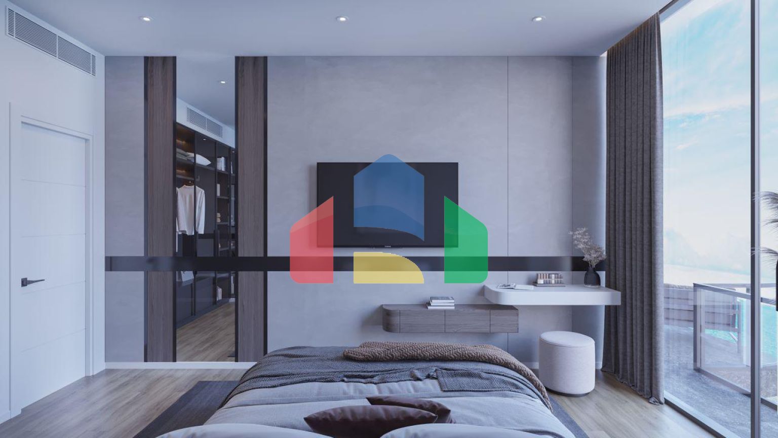 2-комнатные апартаменты 63 м2 с террасой 12 м2 в большом и красивом комплексе в Искеле