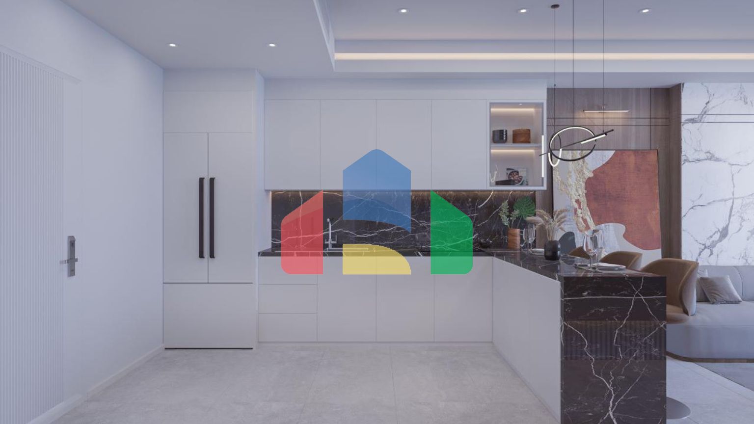 2-комнатные апартаменты 63 м2 с террасой 12 м2 в большом и красивом комплексе в Искеле