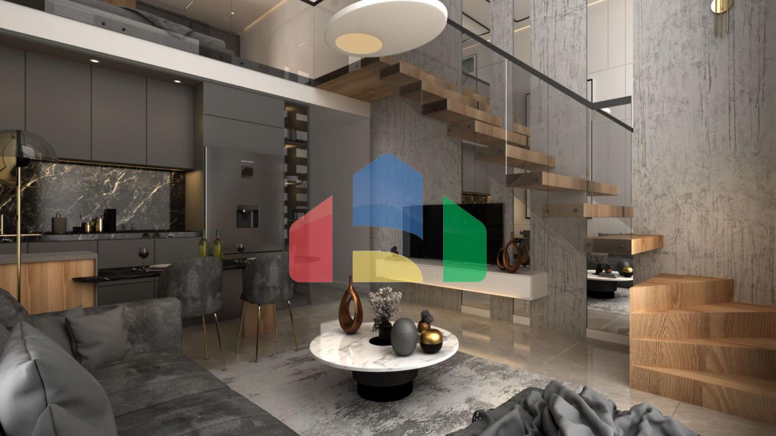 Апартаменты Loft 2+1 (113 м2) с двумя террасами в новом комплексе рядом с морем