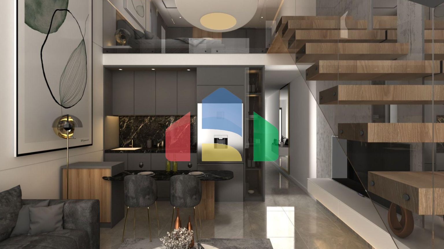 Апартаменты Loft 2+1 (113 м2) с двумя террасами в новом комплексе рядом с морем