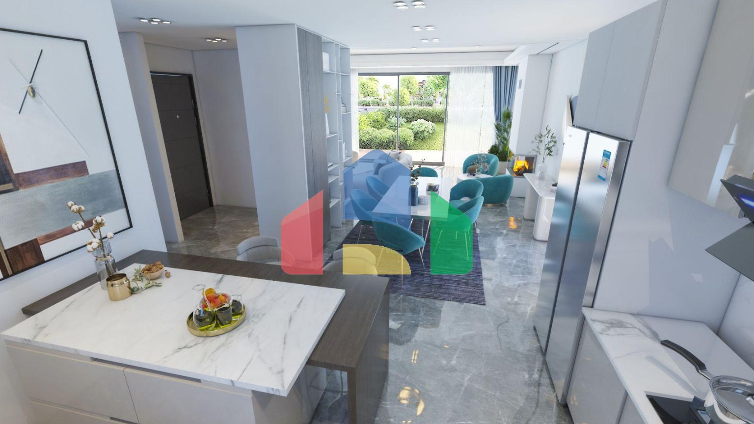 Четырехкомнатная вилла 177 м2 с просторной террасой на крыше 70м2 в красивом комплексе в Енибогазичи