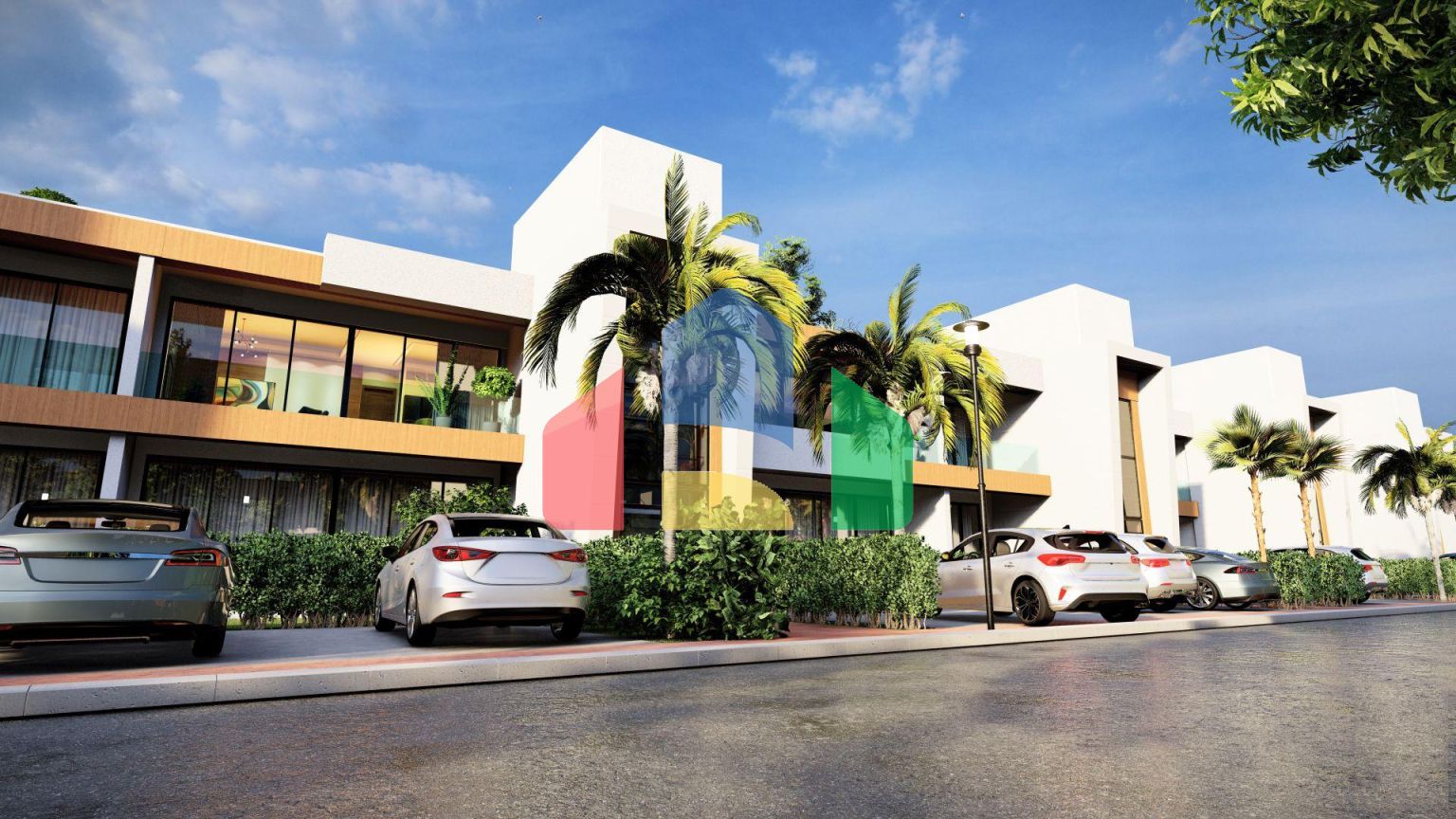 Квартира 2+1(80 м2) с двумя террасами в большом комплексе рядом с морем