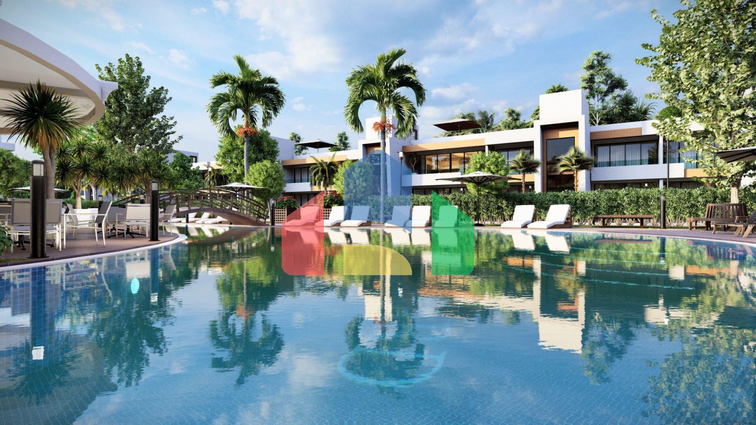 Квартира 2+1(80 м2) с двумя террасами в большом комплексе рядом с морем