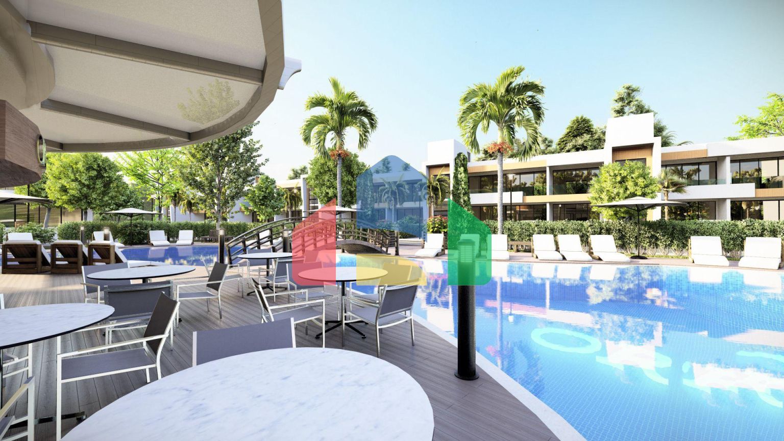 Квартира 2+1(80 м2) с двумя террасами в большом комплексе рядом с морем