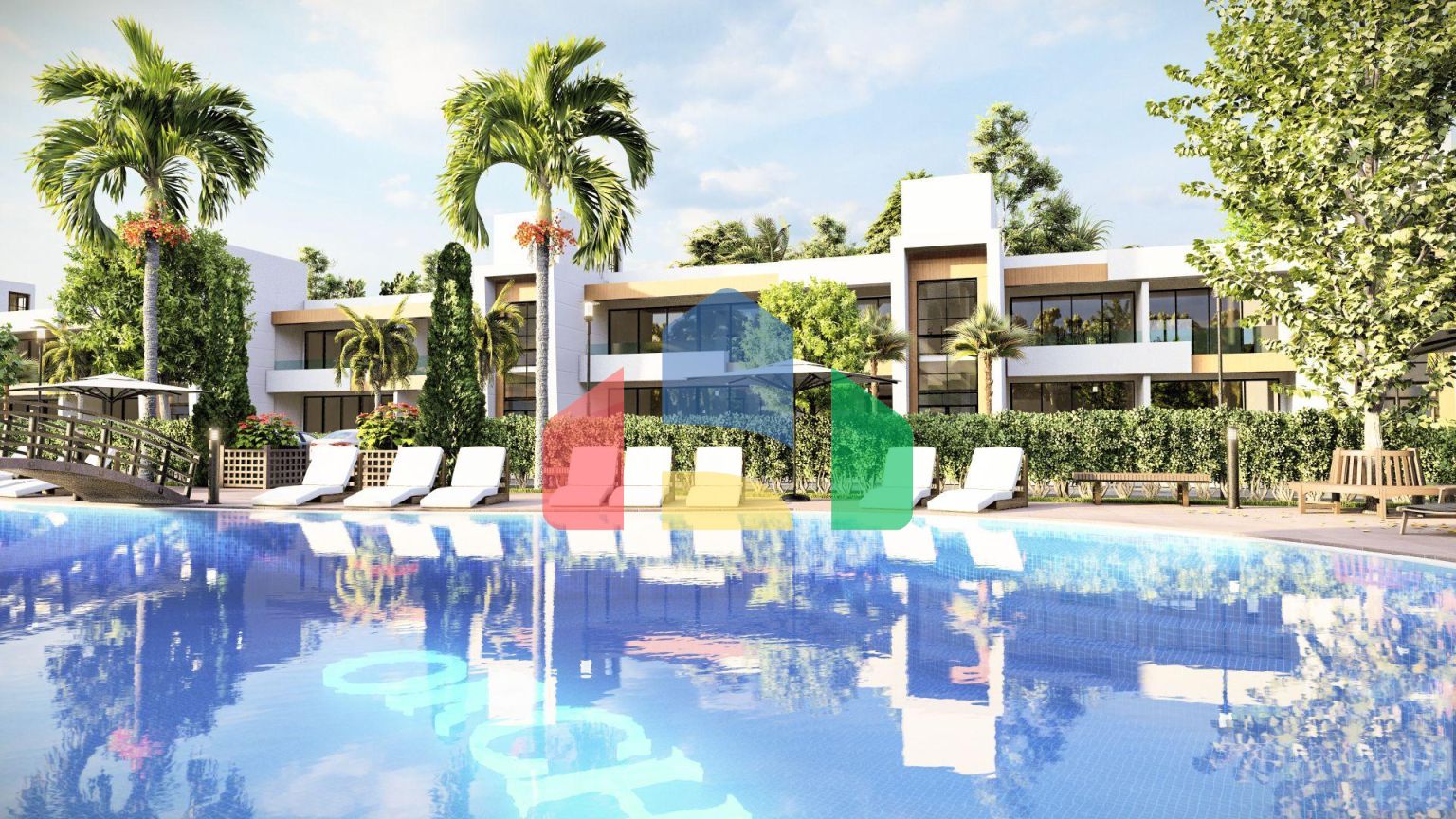 Квартира 2+1(80 м2) с двумя террасами в большом комплексе рядом с морем