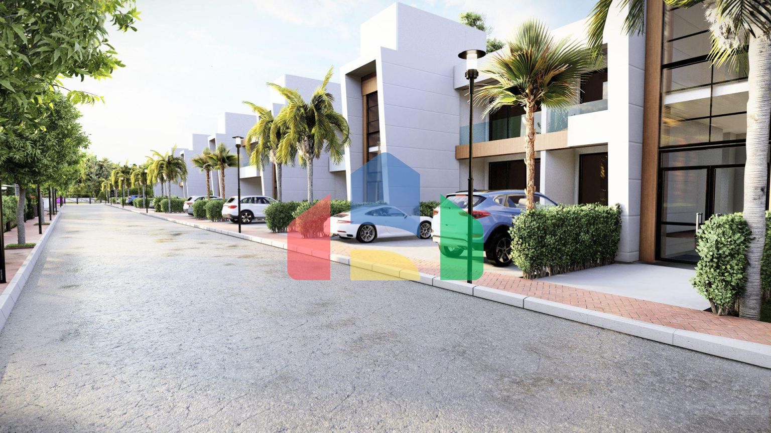 Квартира 2+1(80 м2) с двумя террасами в большом комплексе рядом с морем