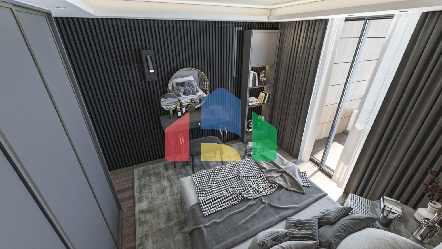 Квартира 2+1(80 м2) с двумя террасами в большом комплексе рядом с морем