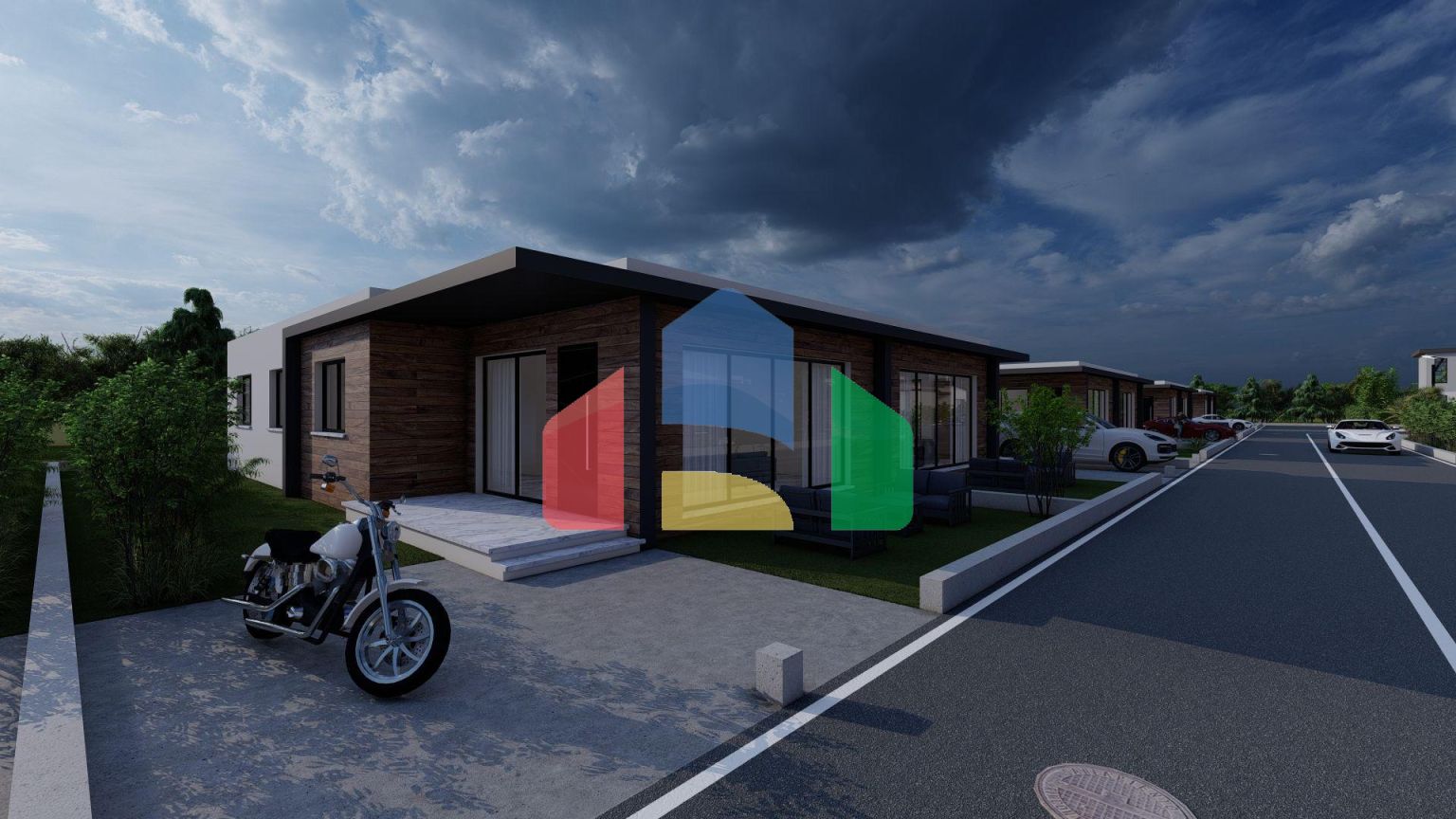 Красивый таунхаус 3+1 (120 м2) с террасой в новом комплексе 