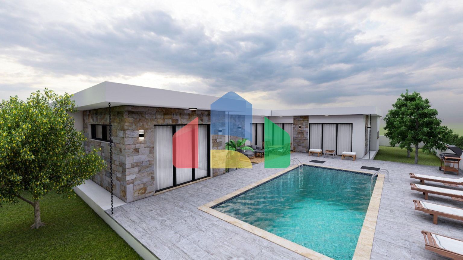 Бунгало 3+1 (152 м2) в уютном комплексе в Тузле