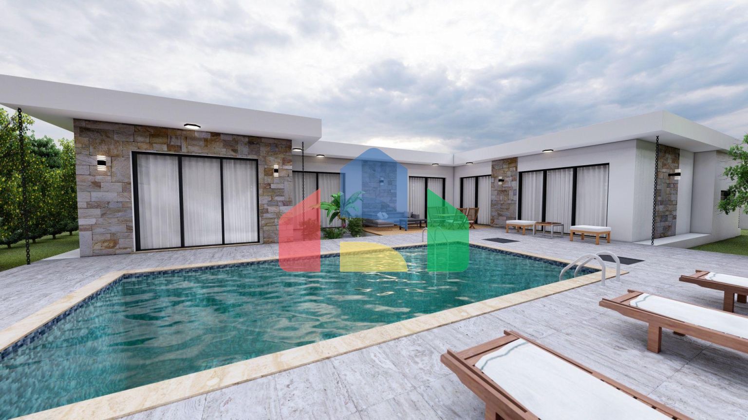 Бунгало 3+1 (152 м2) в уютном комплексе в Тузле