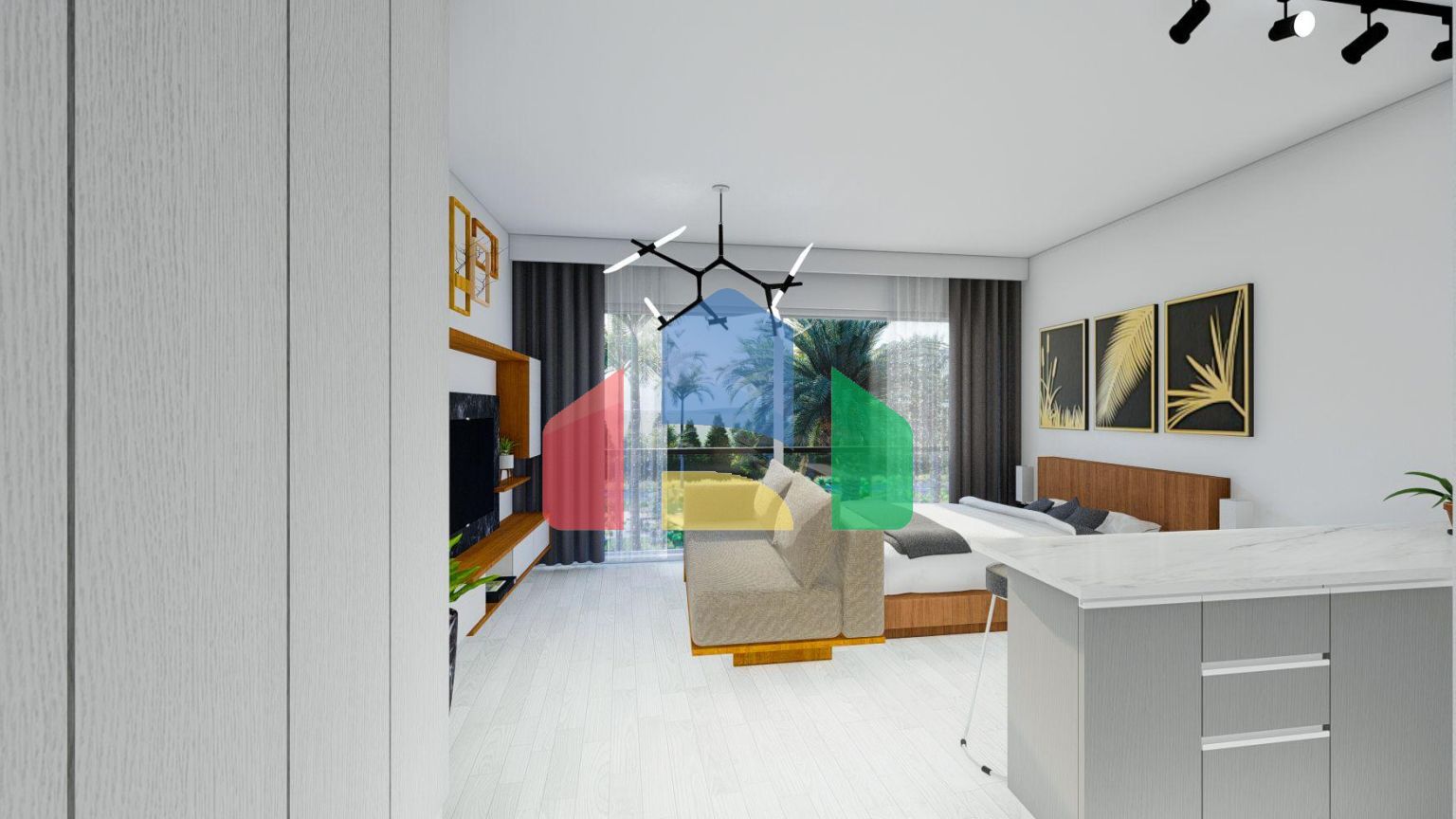 Студия 38 м2 с террасой 11 м2 в Искеле