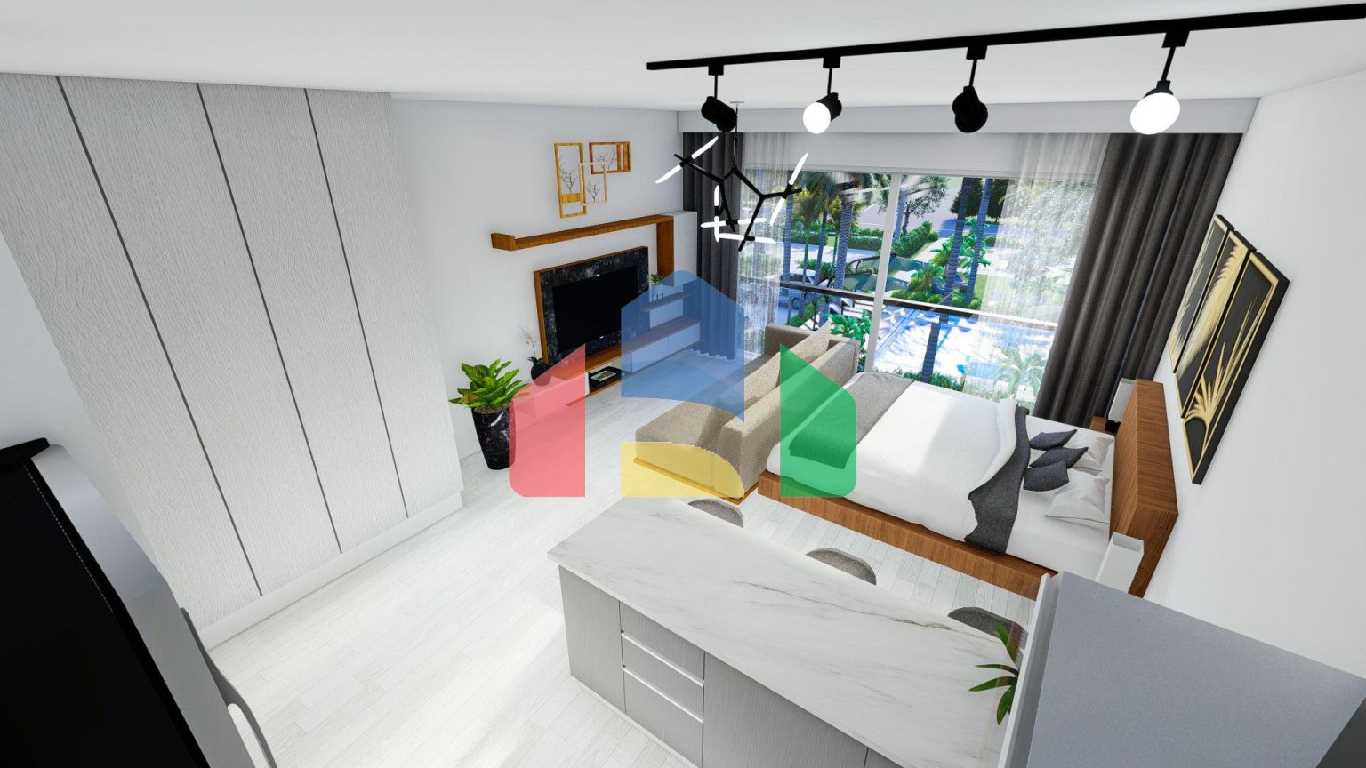 Студия 38 м2 с террасой 11 м2 в Искеле