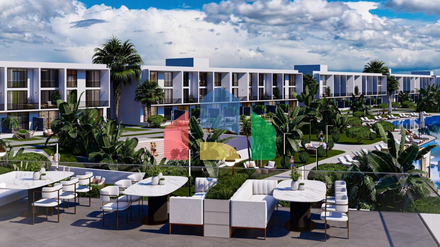 Студия 48 м2 с палисадником и террасой в 800 метрах от моря