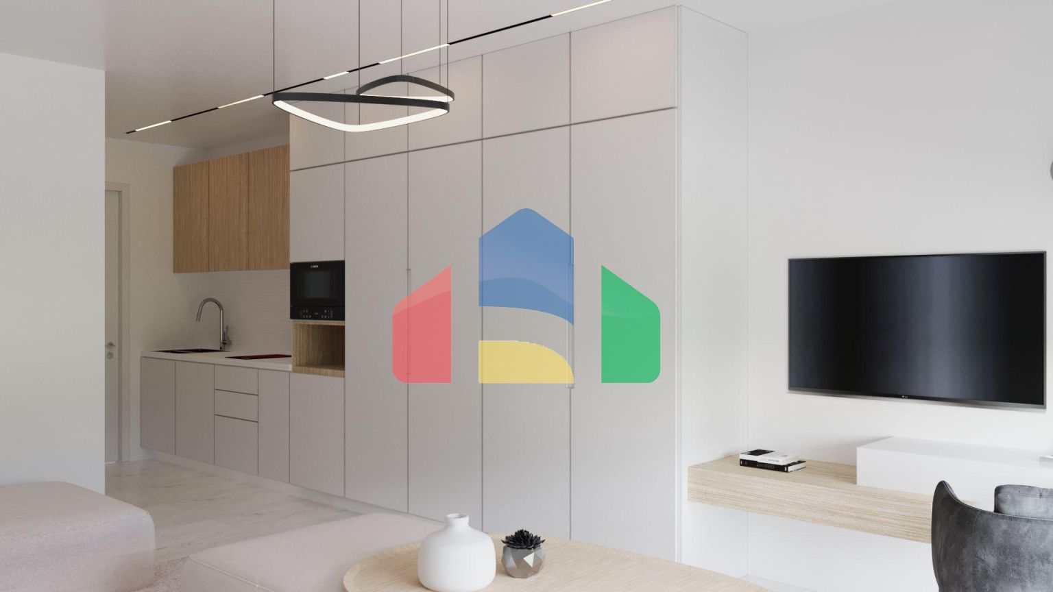 Студия 48 м2 с палисадником и террасой в 800 метрах от моря