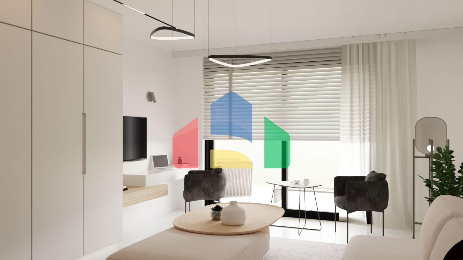 Студия 48 м2 с палисадником и террасой в 800 метрах от моря