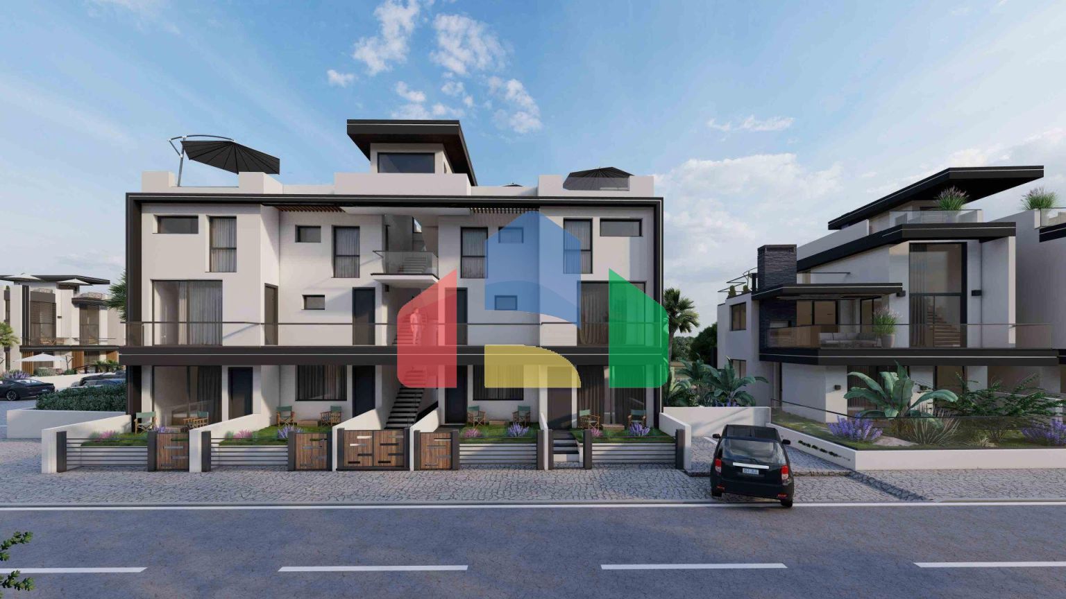 Апартаменты Loft 3+1 (223 м2) с тремя террасами в новом комплексе рядом с морем