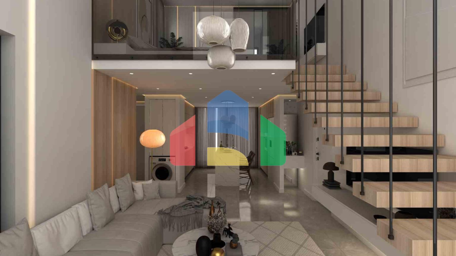 Апартаменты Loft 3+1 (223 м2) с тремя террасами в новом комплексе рядом с морем