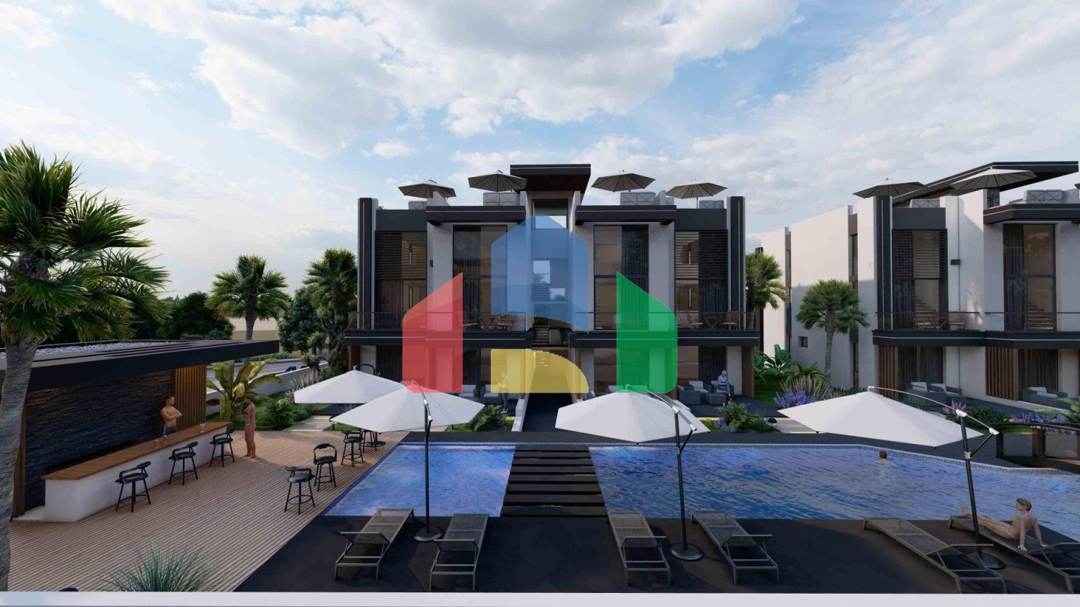 Апартаменты Loft 3+1 (223 м2) с тремя террасами в новом комплексе рядом с морем