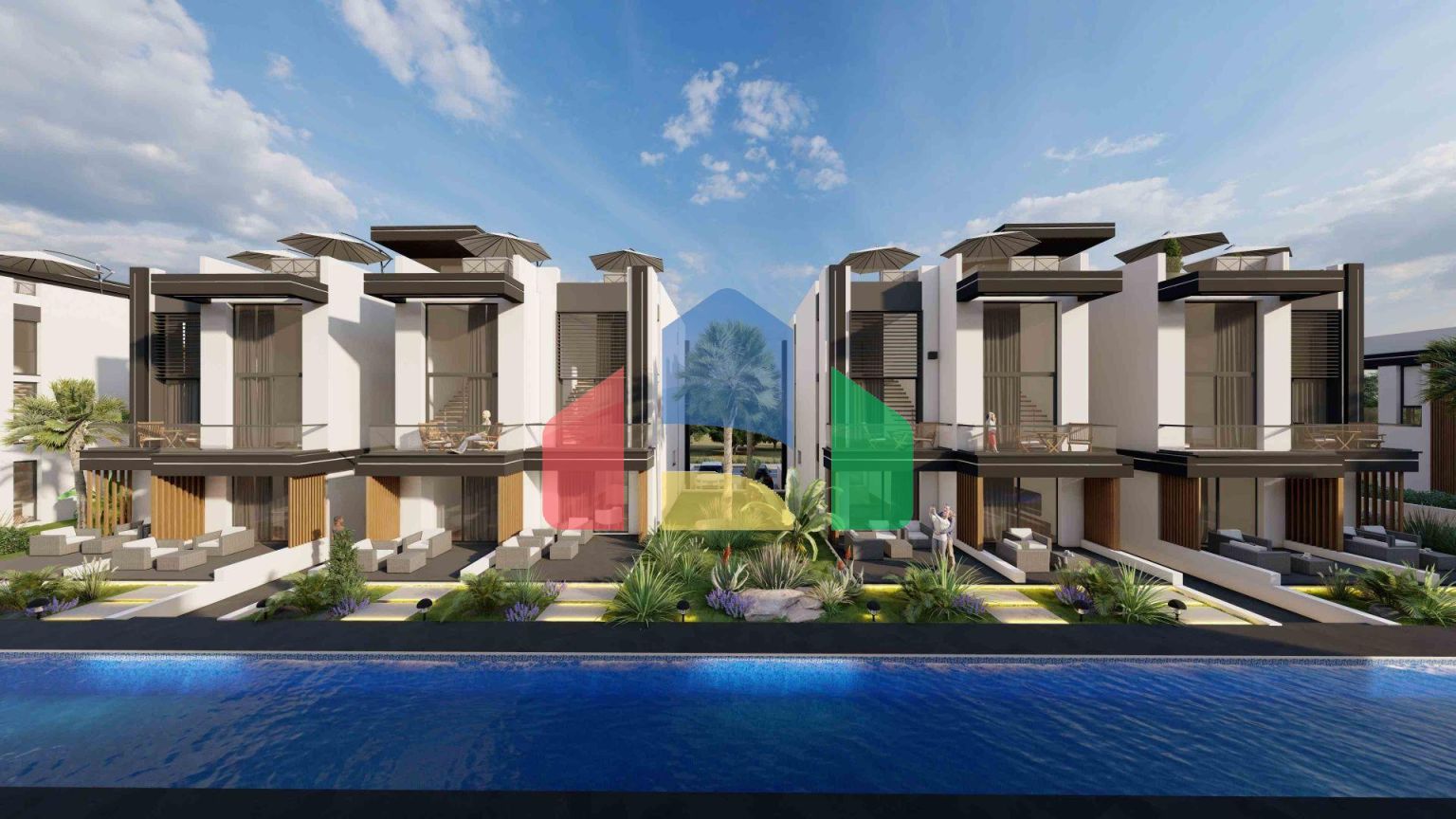 Апартаменты Loft 3+1 (223 м2) с тремя террасами в новом комплексе рядом с морем