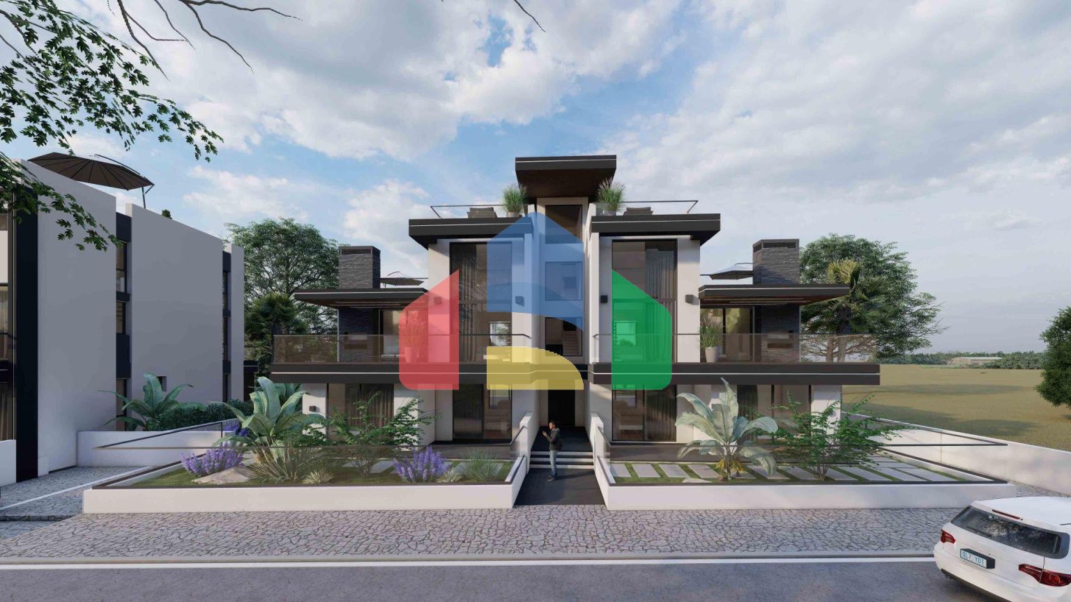 Апартаменты Loft 3+1 (223 м2) с тремя террасами в новом комплексе рядом с морем