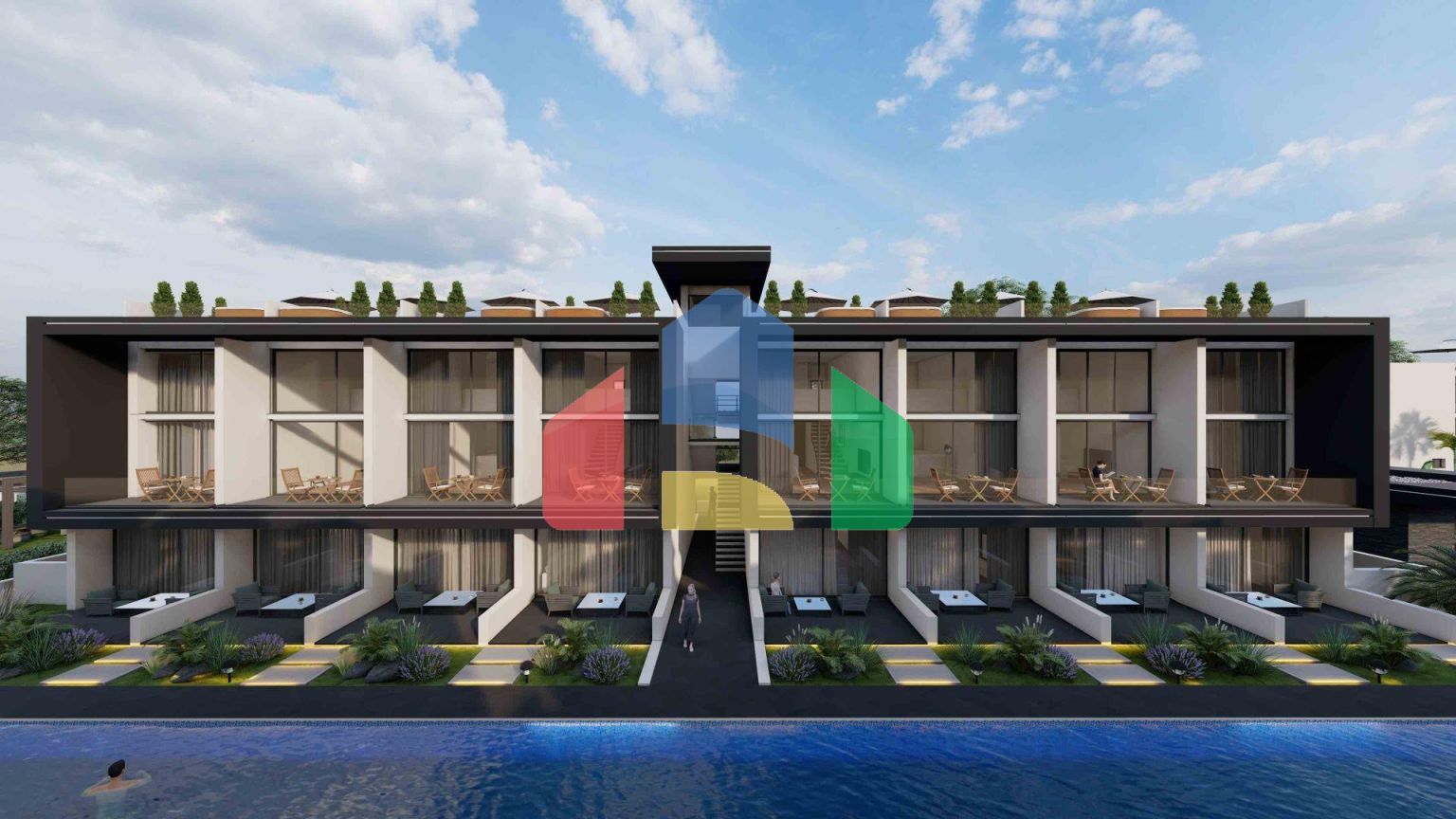 Апартаменты Loft 3+1 (223 м2) с тремя террасами в новом комплексе рядом с морем