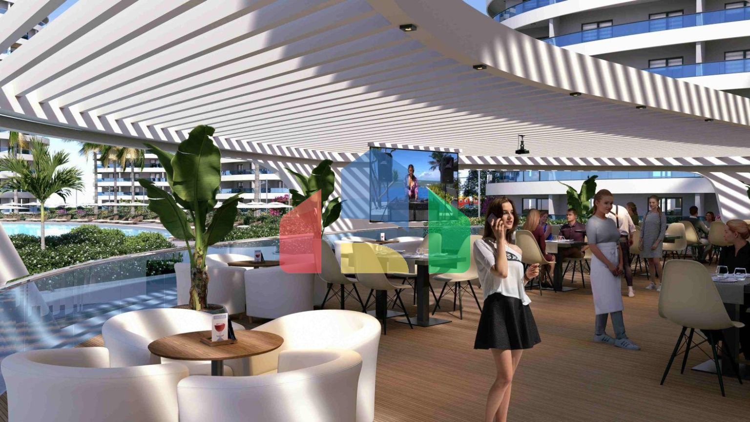 3-комнатные апартаменты 125 м2 с террасой в элитном комплексе в 800 метрах от пляжа