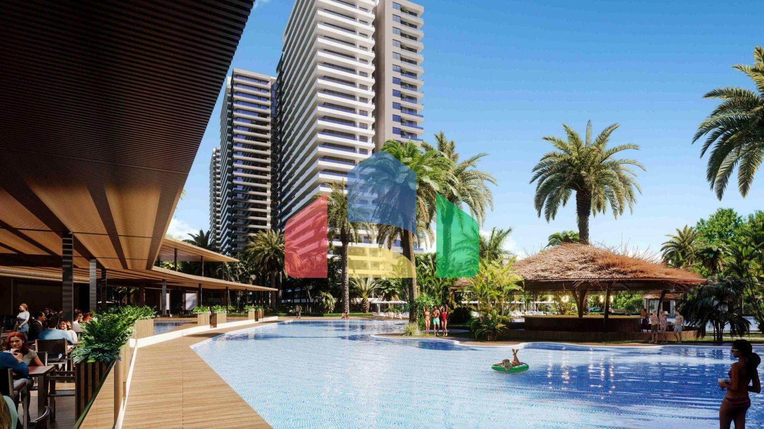 2-комнатные апартаменты 50 м2 с террасой 13 м2 в большом и красивом комплексе