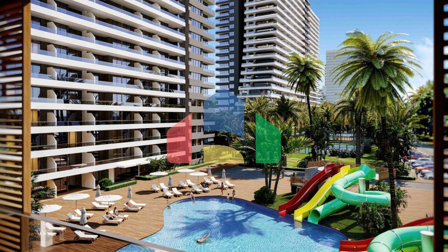 2-комнатные апартаменты 50 м2 с террасой 13 м2 в большом и красивом комплексе