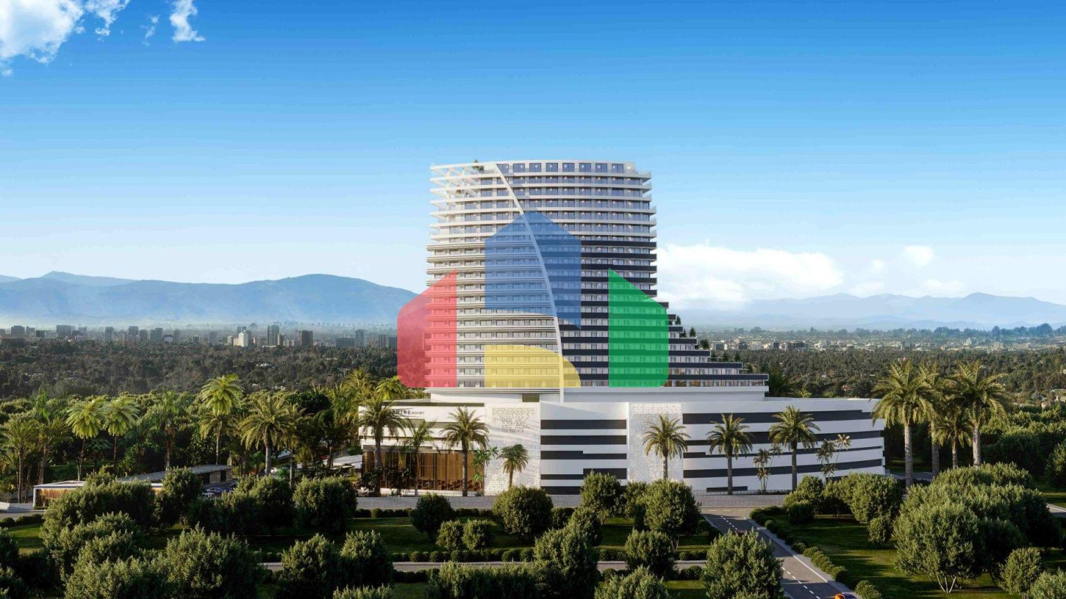 Студия 46 м2 с террасой в элитном комплексе в 700 метрах от пляжа