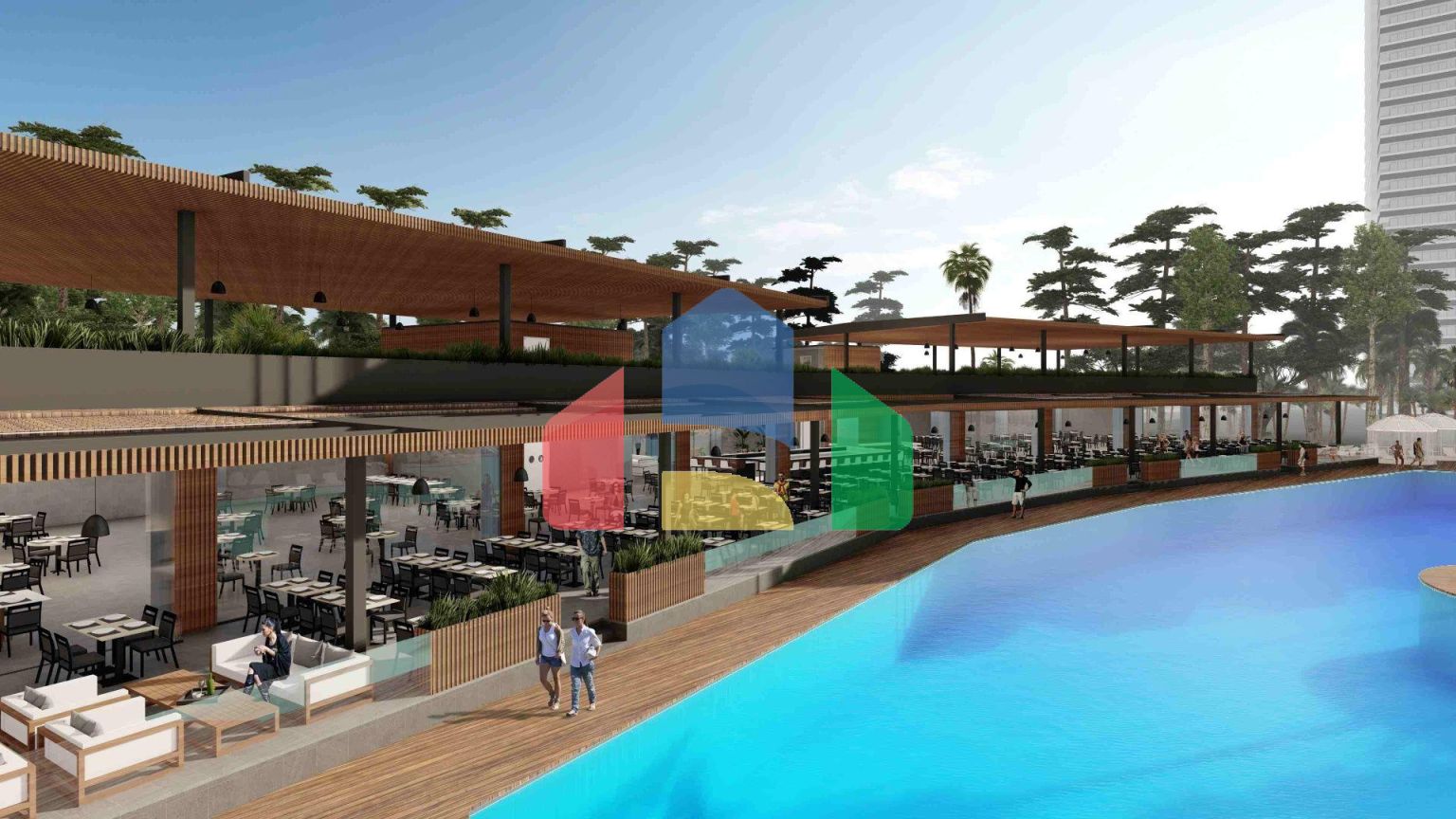 Студия 46 м2 с террасой в элитном комплексе в 700 метрах от пляжа