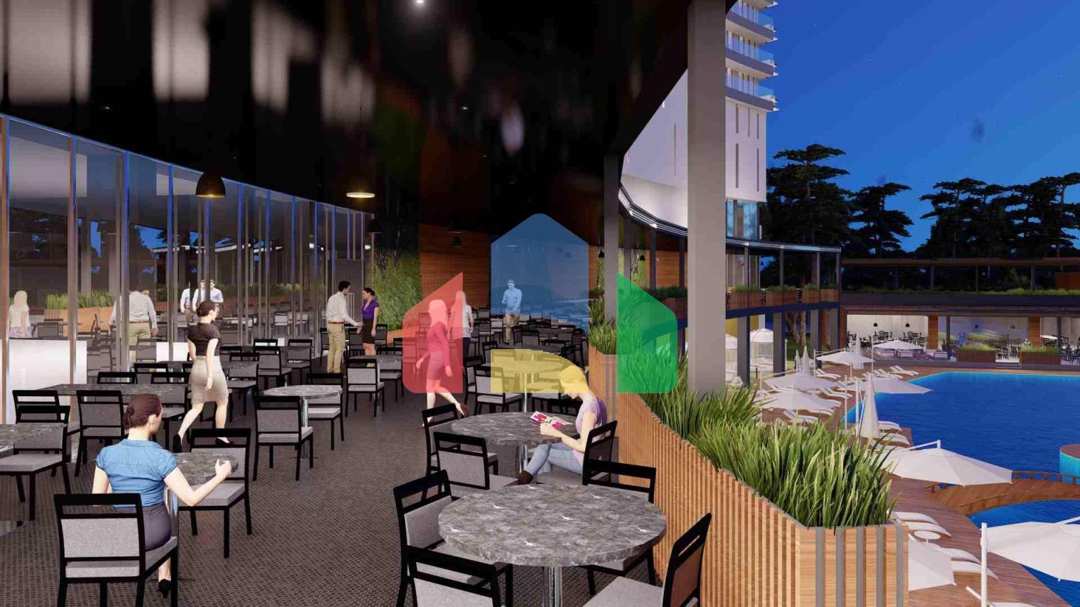 Студия 46 м2 с террасой в элитном комплексе в 700 метрах от пляжа