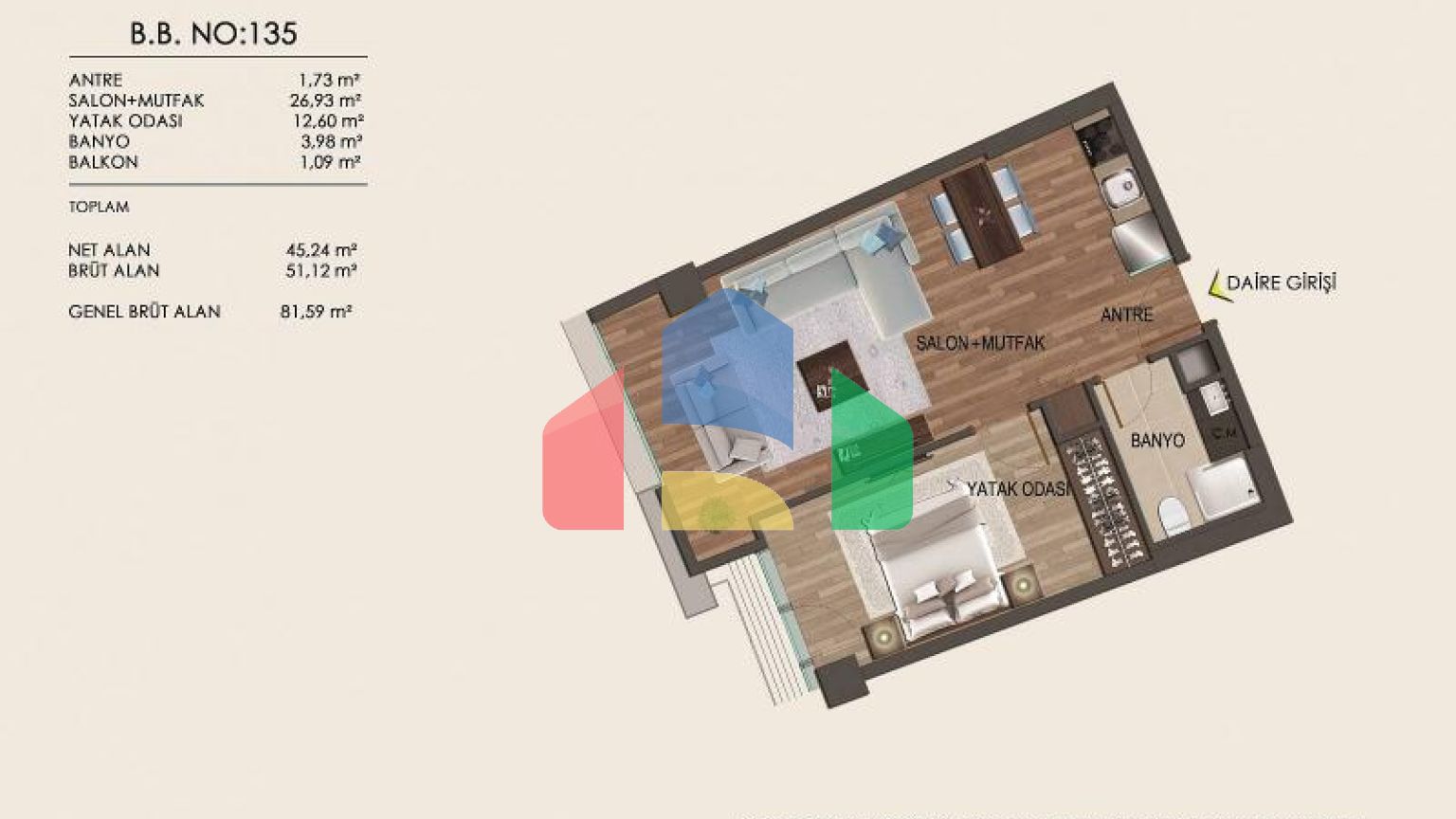 Квартира 1+1 в Стамбуле